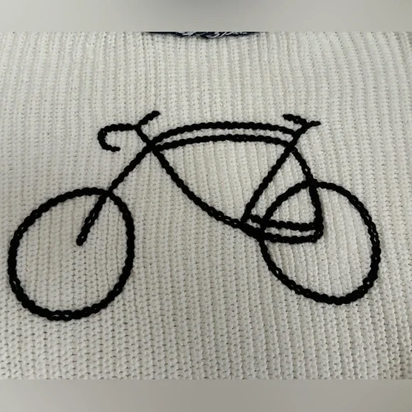 Anthropologie Daily Practice Le Tour Crop Crewneck Sweater Bike White Cotton L - Picture 6 of 9